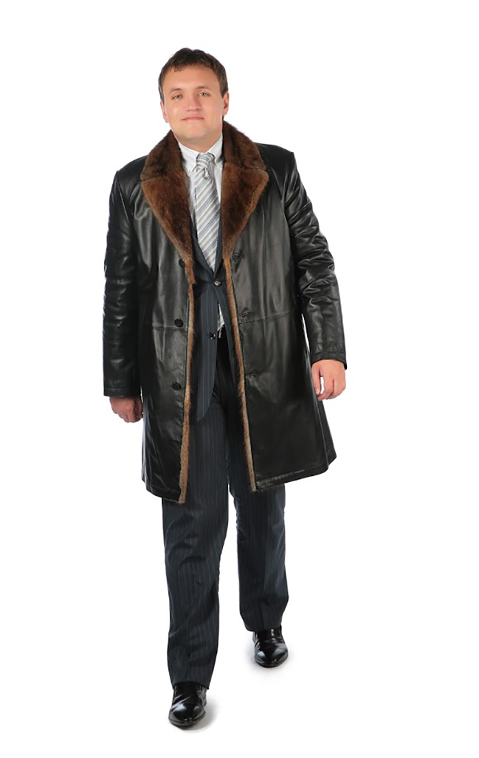 Man in leather coat